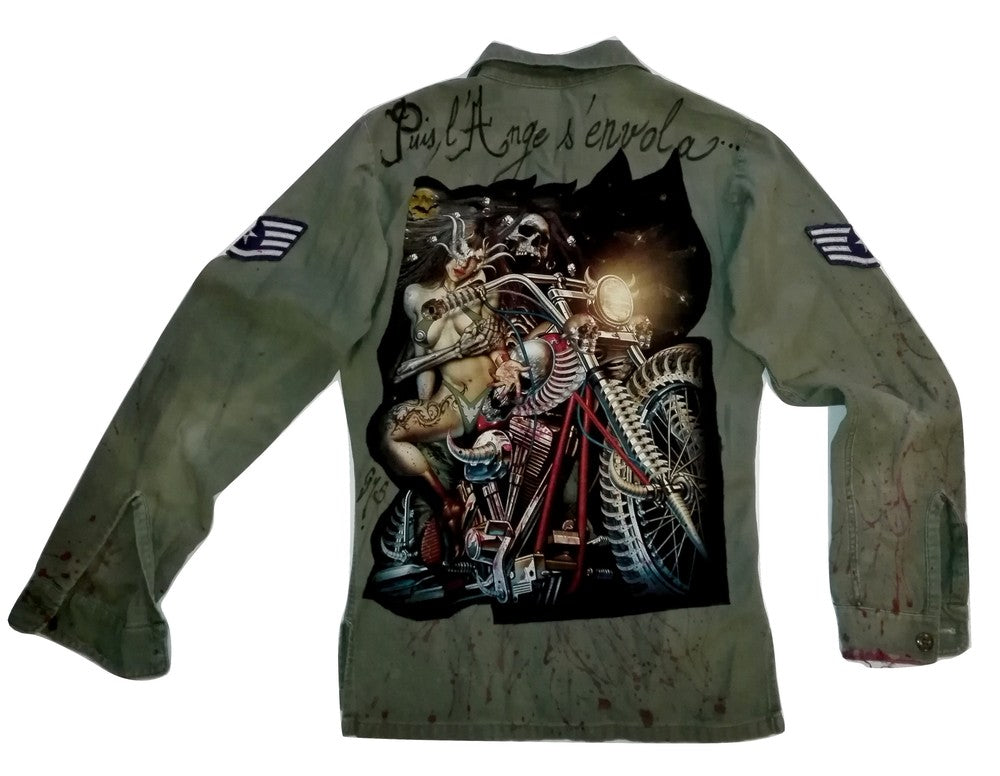 veste militaire kaki imprimé hip hop