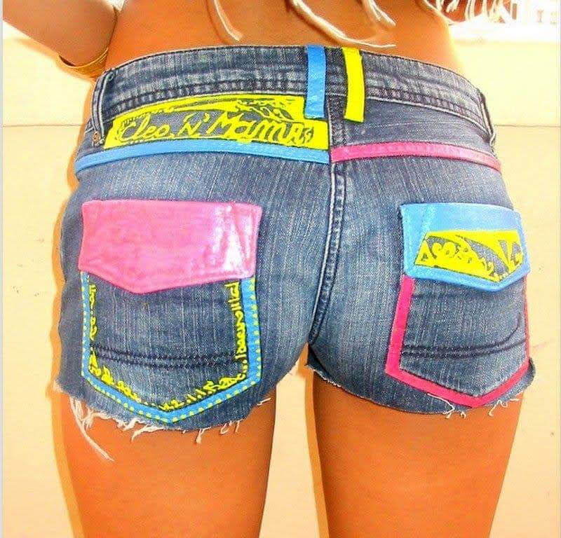 short en jean motifs colorés queen candy